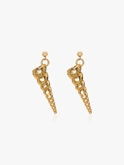 Shop Tohum 24k Gold-plated Cone Drop Earrings In Metallic