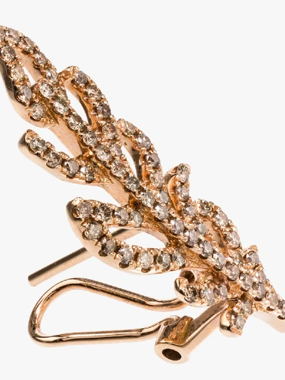 Shop Rosa De La Cruz 18k Gold Leaf Diamond-embellished Earrings In Rose Gold