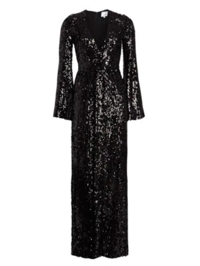 Shop Galvan Women's Moonlight Sequin Gown In Black