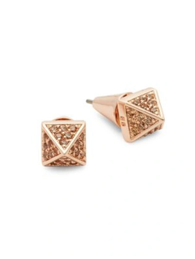 Shop Eddie Borgo Pavé Pyramid Stud Earrings In Rose Gold