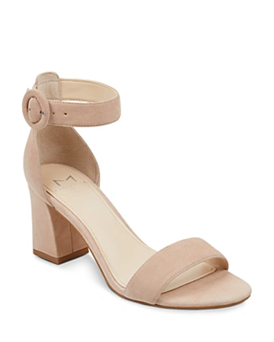 Shop Marc Fisher Ltd Women's Karlee Suede Block Heel Sandals In Nude Suede