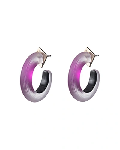 Shop Alexis Bittar Small Thin Hoop Earrings In Fuchsia
