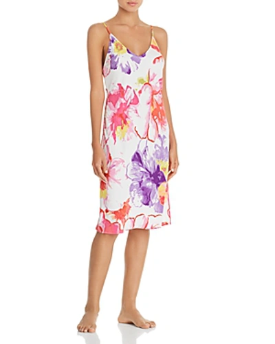 Shop Natori Soleil Floral Satin Slip In Hot Pink Multi