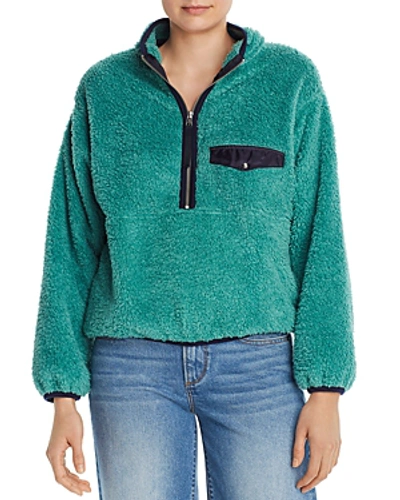 Shop Anine Bing Sierra Textured Sweatshirt In Dark Green