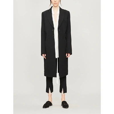 Shop Ann Demeulemeester Wool And Cotton Blend Coat In Black