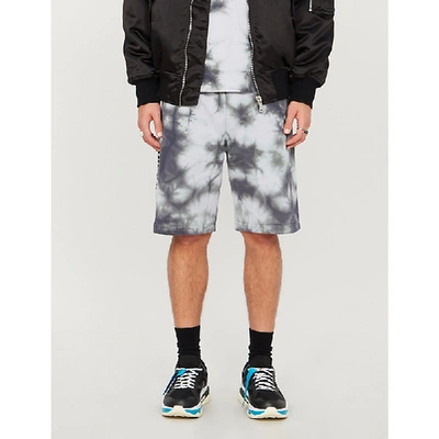 Shop Palm Angels Tie-dye Cotton-jersey Shorts In All Over Black