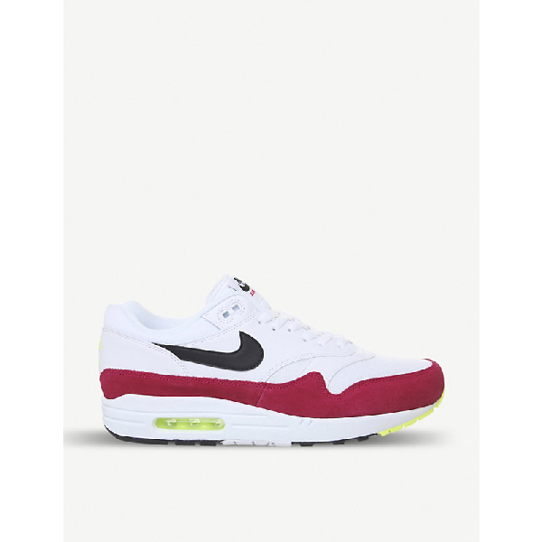 Air Max 1 Leather Trainers in White Black Pink Nike Air Max 1 Leather Premium