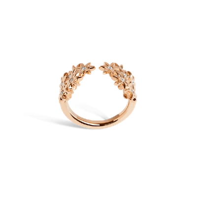 Shop Aurate Flower Ring Open With White Diamonds In Gold/ Pink