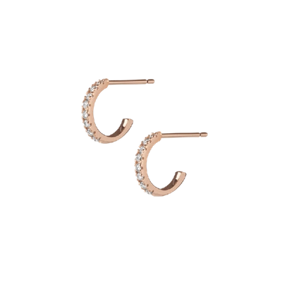 Shop Aurate Huggie Earrings With White Diamonds In Gold/ Pink