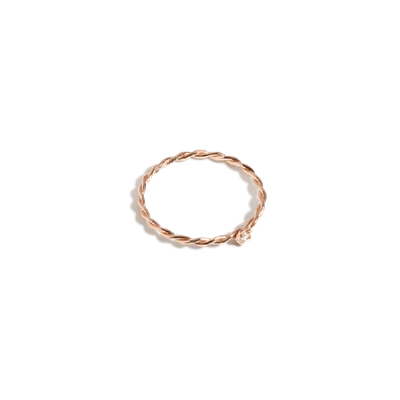 Shop Aurate Mini Stackable Twist Diamond Ring In Gold/ Pink