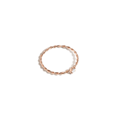 Shop Aurate Midi Stackable Twist Diamond Ring In Gold/ Pink