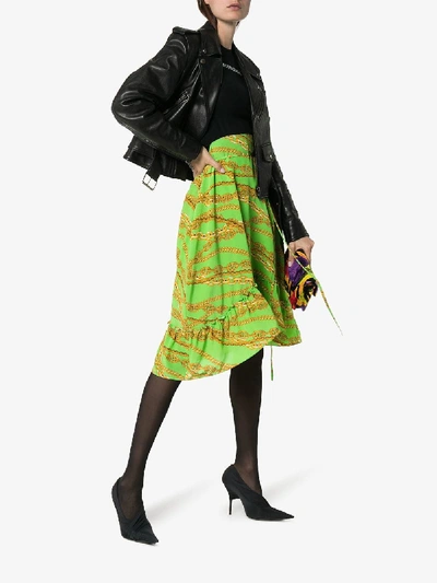 Shop Balenciaga Logo Print Patterned Silk Blend Dress In 3001 Black