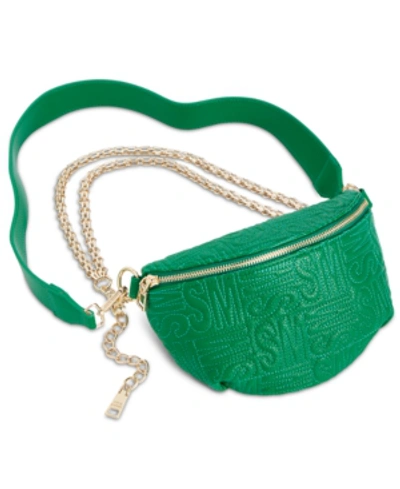 Shop Steve Madden Randie Embossed Belt Bag In Green/gold