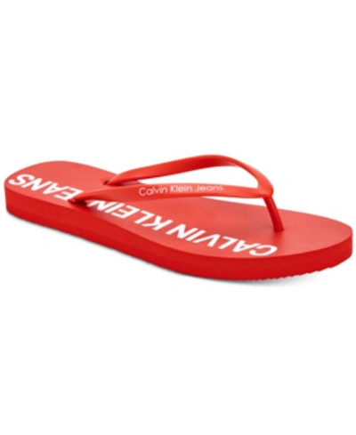 Shop Calvin Klein Men's Errol Flip-flop Sandals Men's Shoes In Red