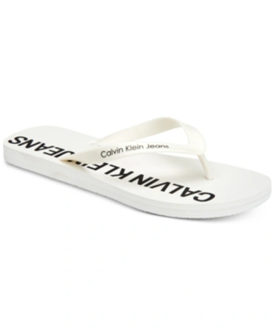 Shop Calvin Klein Men's Errol Flip-flop Sandals Men's Shoes In White