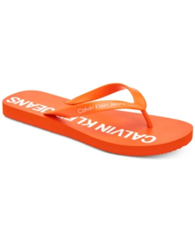 Shop Calvin Klein Men's Errol Flip-flop Sandals Men's Shoes In Orange