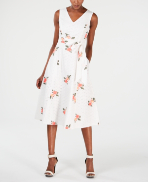 calvin klein white fit and flare dress