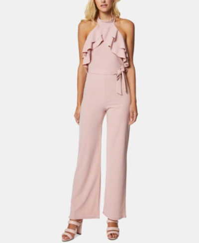 Shop Avec Les Filles Ruffled Halter Jumpsuit In Dusty Rose