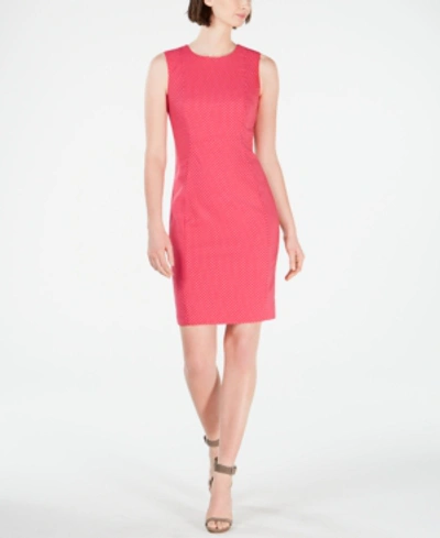 Shop Calvin Klein Petite Dot-print Sheath Dress In Hibiscus/white