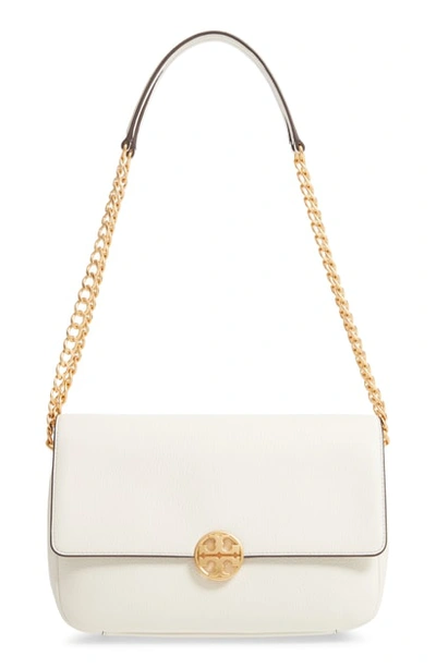 Shop Tory Burch Chelsea Leather Shoulder Bag - Ivory In New Ivory
