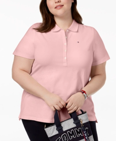 Shop Tommy Hilfiger Plus Size Pique Polo Shirt, Created For Macy's In Bal Pnk