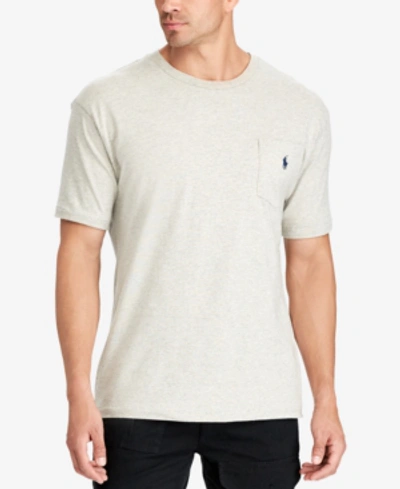 Shop Polo Ralph Lauren Men's Big & Tall Crew-neck Pocket T-shirt In Gray Heather