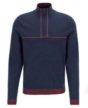 boss zip neck knitted sweatshirt