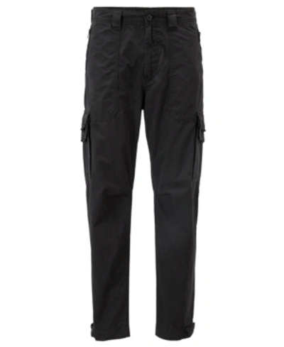 Shop Hugo Boss Boss Men's Sargo Tapered-fit Cotton Cargo Trousers In Black