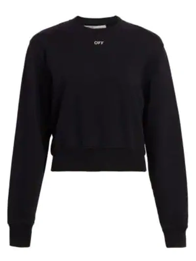 Shop Off-white Flower Cotton Sweatshirt In Black