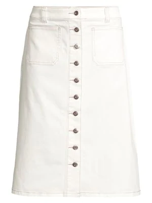 Kate Spade Denim Button Midi Skirt In Fresh White | ModeSens