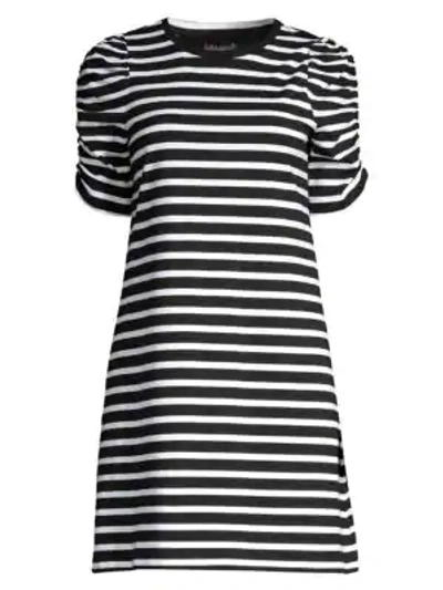 Shop Kate Spade Sailing Stripe Shift Dress In Black Cream