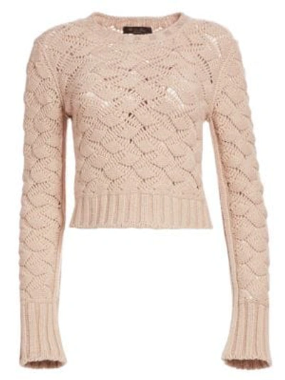 Shop Loro Piana Aveyron Cashmere Long Sleeve Cropped Sweater In Rose Stone
