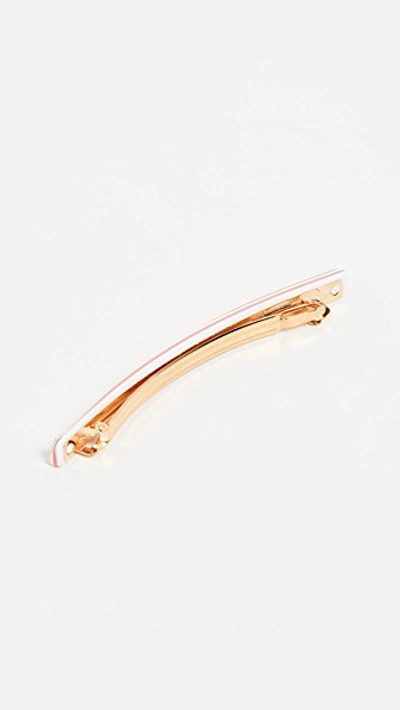 Shop Alexandre De Paris Thin Stripe Barrette In Orange