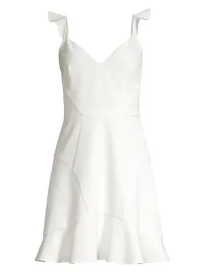 Shop Aidan Mattox Crepe Flounce Hem Fit-&-flare Dress In Ivory