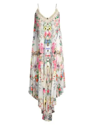 Camilla La Fleur Libertine Silk Floral Pleated Handkerchief Shift Dress In Boheme Modesens