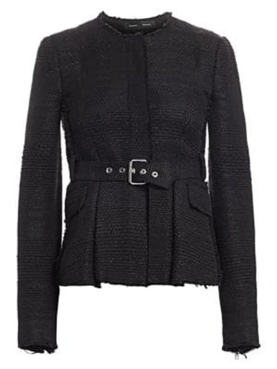 Shop Proenza Schouler Belted Tweed Jacket In Black