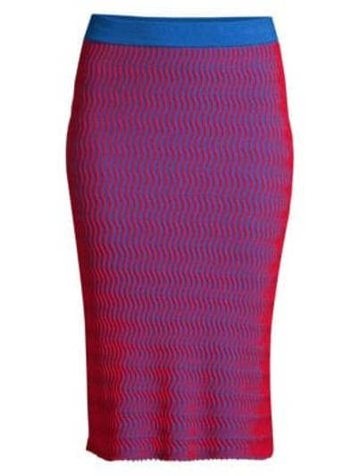 Shop Opening Ceremony Squiggle Knit Skirt In Cobalt Red