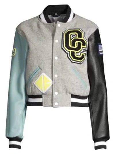 Shop Opening Ceremony Cropped Varsity Jacket In Heather Grey