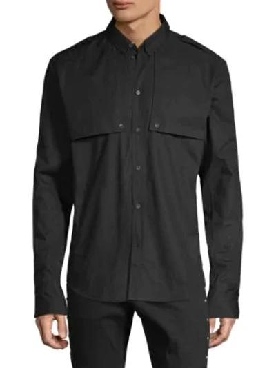 Shop Balmain Long-sleeve Button-down Shirt In Noir