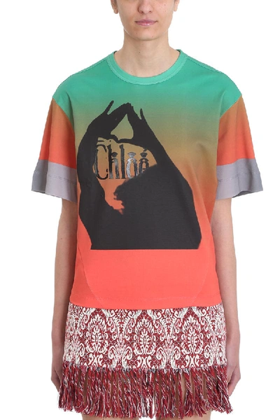 Shop Chloé Mercerised Cotton Jersey Printed T-shirt In Green