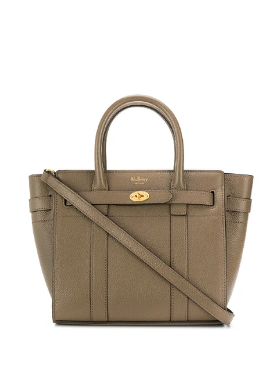 Shop Mulberry Mini Zipped Bayswater Tote - Brown