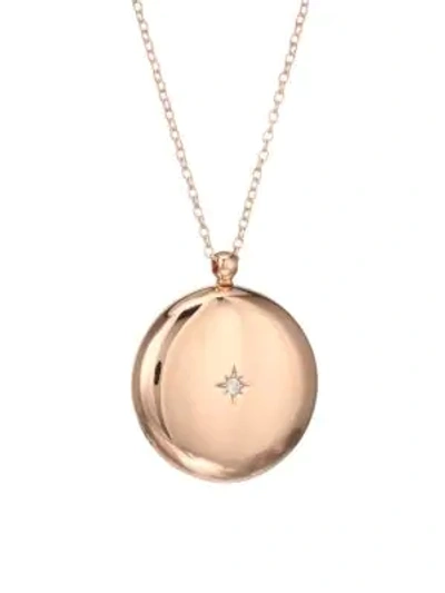 Shop Astley Clarke Large 18k Goldplated, Sterling Silver & White Sapphire Rose Locket Necklace In Goldtone