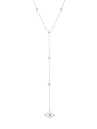 Shop Astley Clarke Sterling Silver, White Sapphire & Turquoise Evil Eye Lariat Necklace