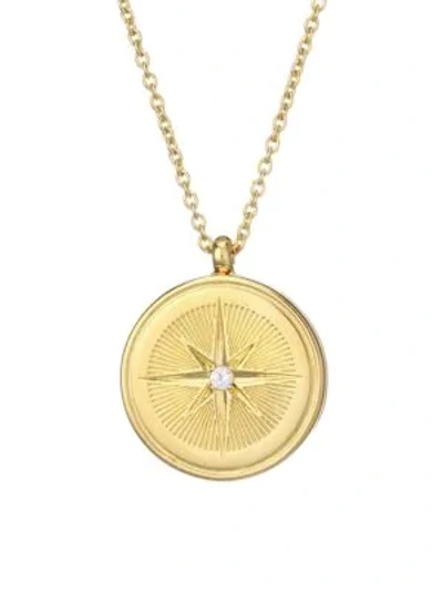 Shop Astley Clarke Medium 18k Goldplated, Sterling Silver & White Sapphire Star Locket Pendant Necklace In Goldtone