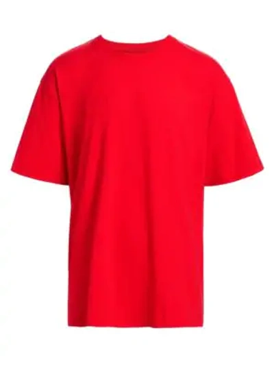 Shop Off-white Embroidered Cotton Tee In Red