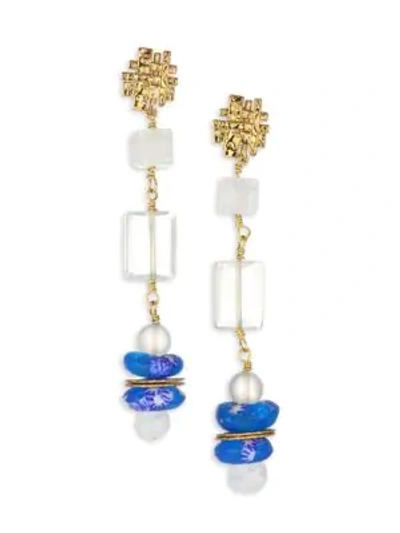 Shop Akola Vila Mcclain Gemstone & Glass Goldtone Drop Earrings In Multi