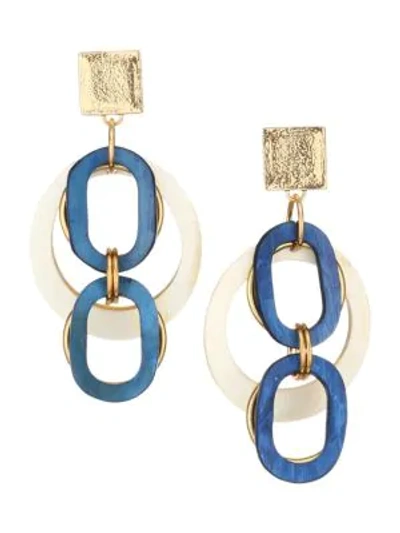 Shop Akola Vila Meriah Horn & Goldtone Linked Open Circle Earrings In Multi