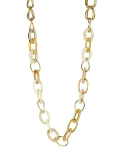 Shop Akola Vila Shaloo Blonde Horn & Goldtone Link Long Chain Necklace