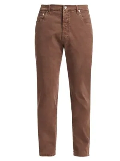 Shop Brunello Cucinelli Men's Five-pocket Cotton Jeans In Nut