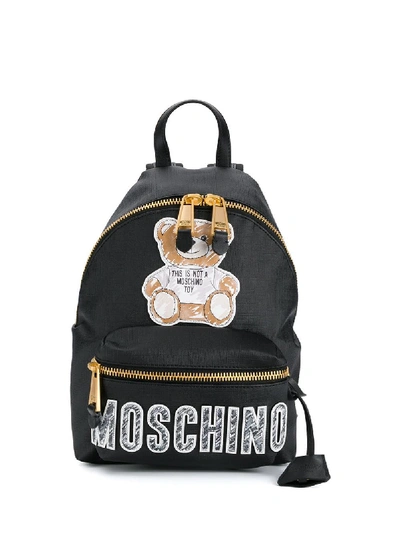 Shop Moschino Teddy Bear Logo Backpack - Black